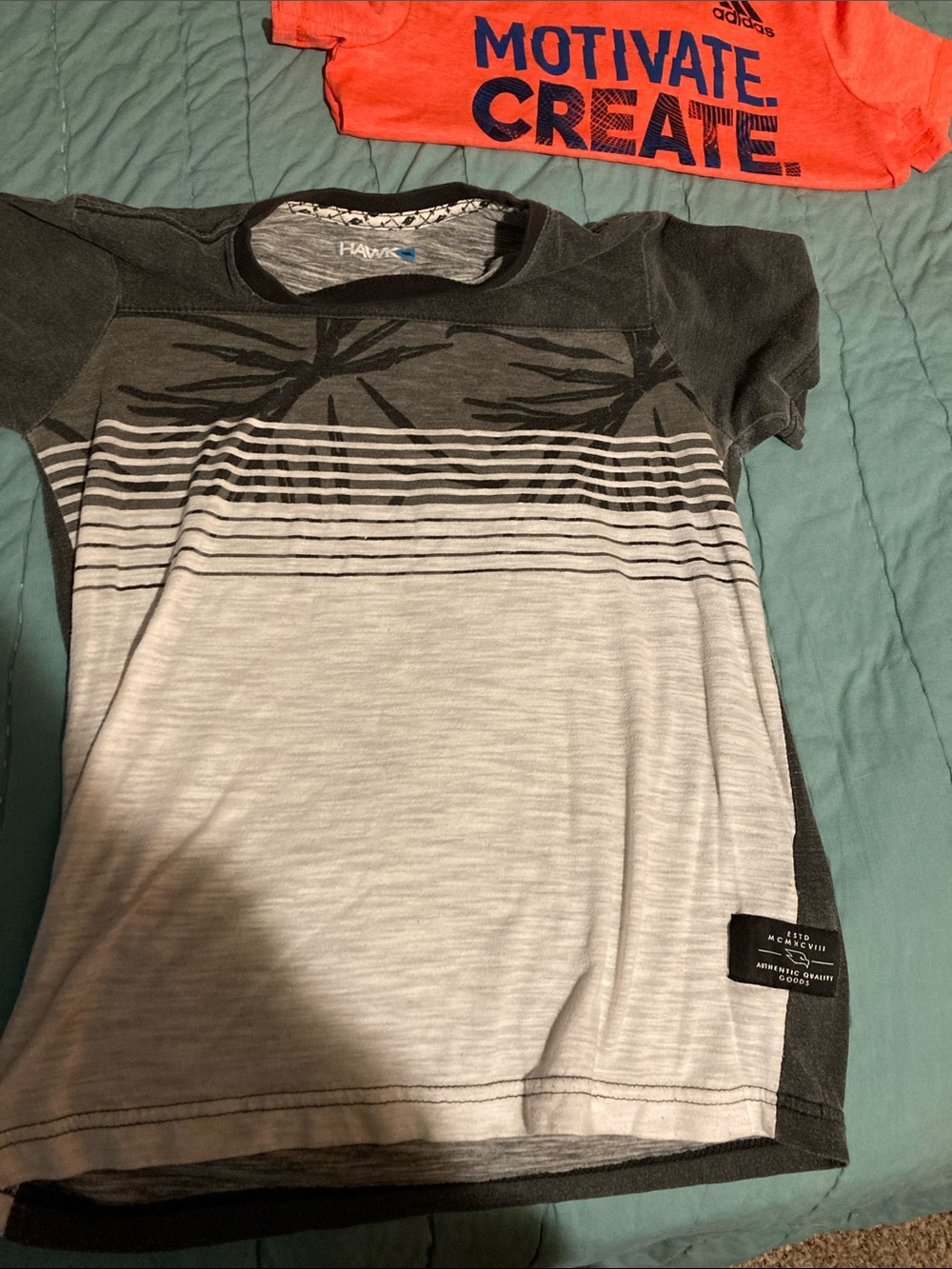 Tony Hawk Gray & Black Palm-Print Short Sleeve Tee